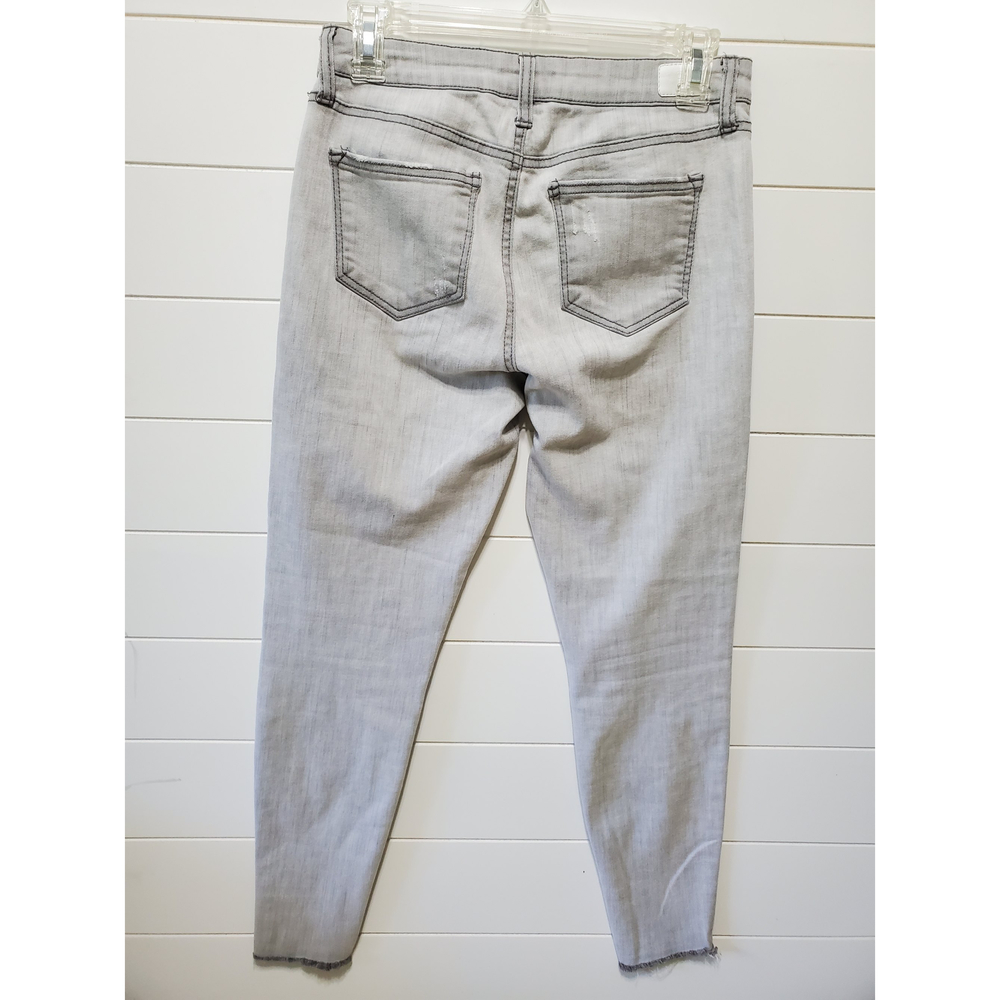 Celebrity Pink light gray cotton blend mid rise ankle skinny distressed jeans